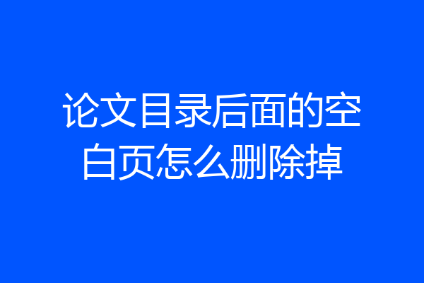 论文目录后面的空白页怎么删除掉