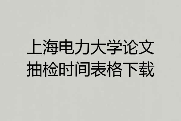 上海电力大学论文抽检时间表格下载