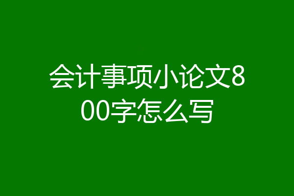 会计事项小论文800字怎么写