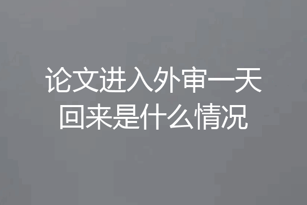 论文进入外审一天回来是什么情况