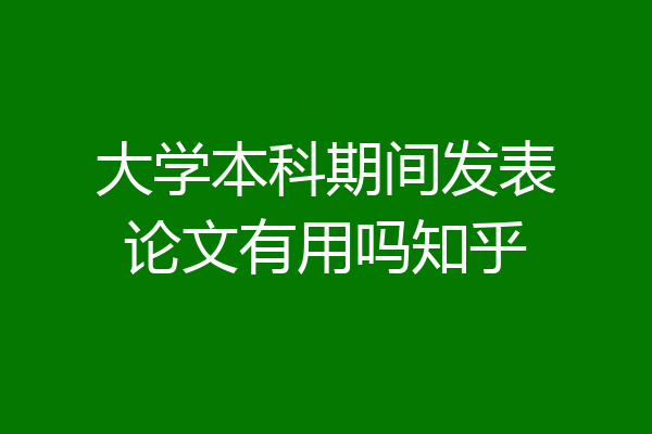 大学本科期间发表论文有用吗知乎