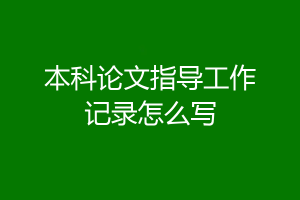 本科论文指导工作记录怎么写
