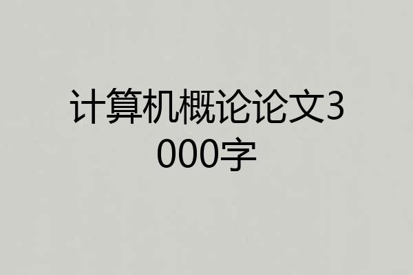 计算机概论论文3000字