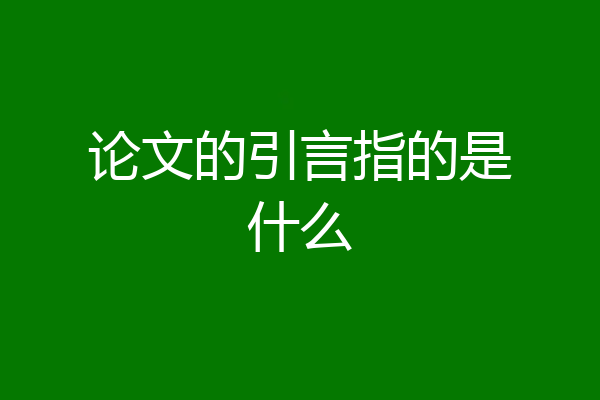 论文的引言指的是什么