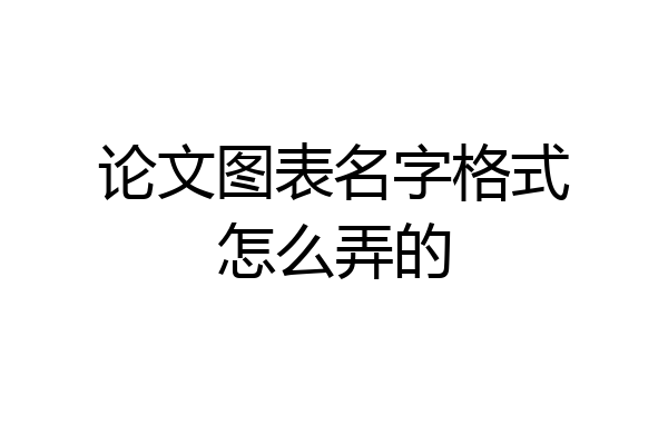 论文图表名字格式怎么弄的