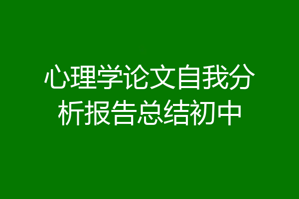 心理学论文自我分析报告总结初中