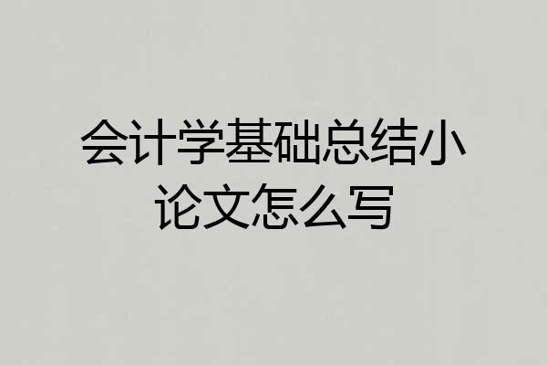 会计学基础总结小论文怎么写
