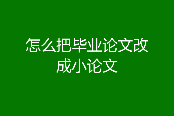 怎么把毕业论文改成小论文