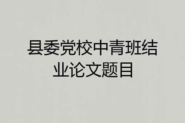 县委党校中青班结业论文题目