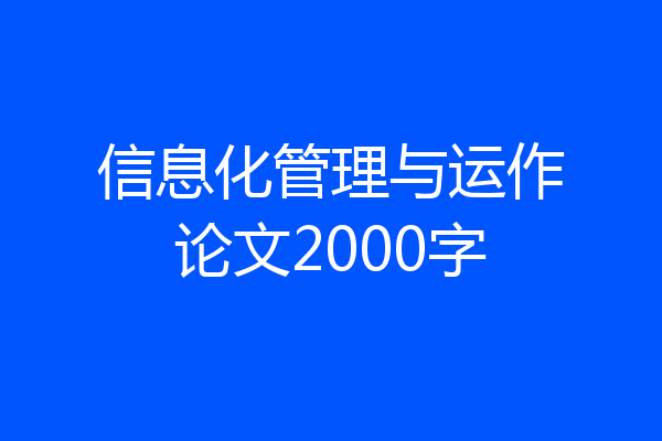 信息化管理与运作论文2000字