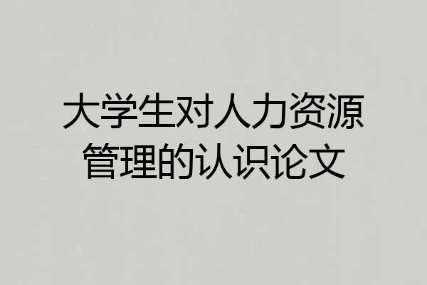 大学生对人力资源管理的认识论文