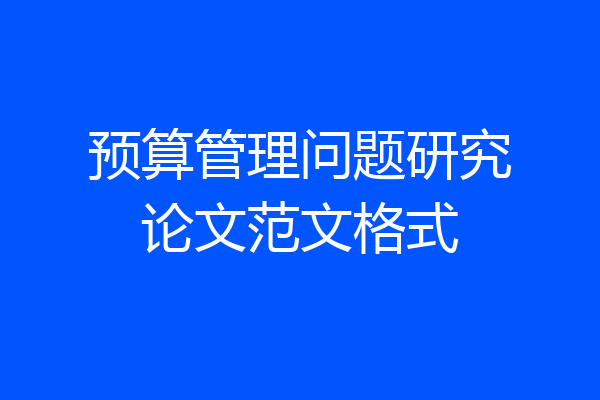 预算管理问题研究论文范文格式