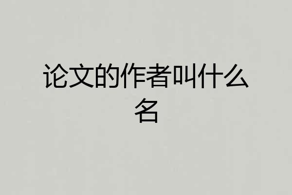 论文的作者叫什么名