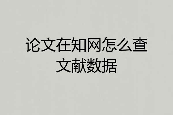 论文在知网怎么查文献数据