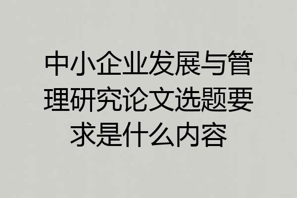 中小企业发展与管理研究论文选题要求是什么内容