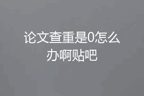论文查重是0怎么办啊贴吧
