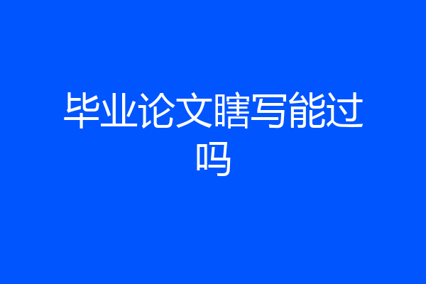 毕业论文瞎写能过吗