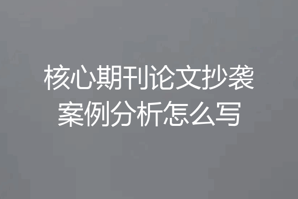 核心期刊论文抄袭案例分析怎么写
