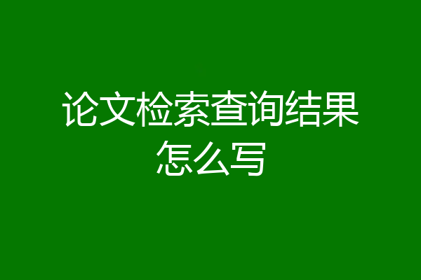 论文检索查询结果怎么写