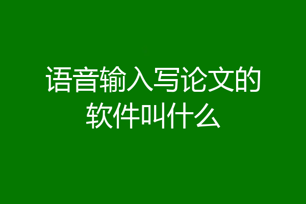 语音输入写论文的软件叫什么