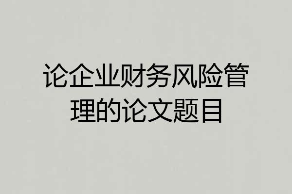 论企业财务风险管理的论文题目