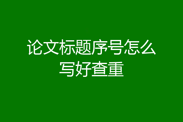 论文标题序号怎么写好查重