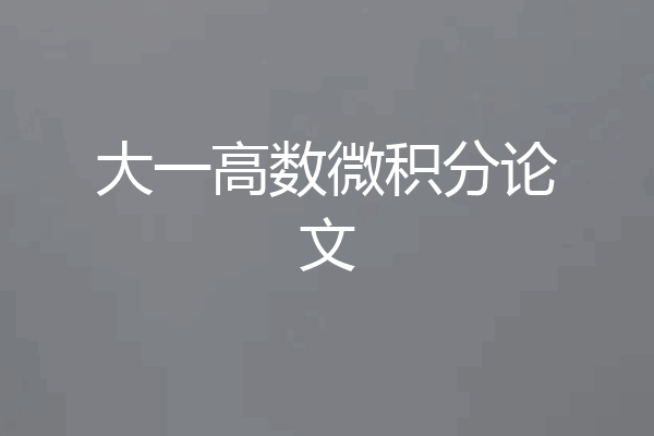 大一高数微积分论文