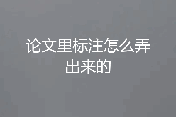 论文里标注怎么弄出来的