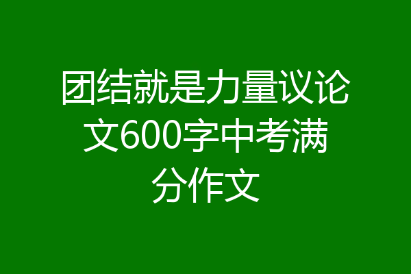 团结就是力量议论文600字中考满分作文