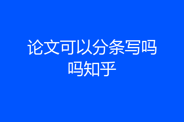论文可以分条写吗吗知乎