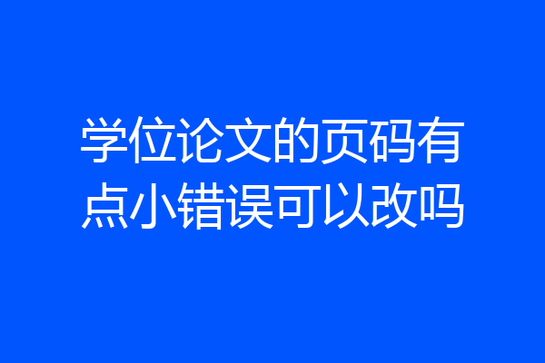 学位论文的页码有点小错误可以改吗