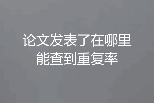 论文发表了在哪里能查到重复率