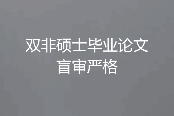 双非硕士毕业论文盲审严格