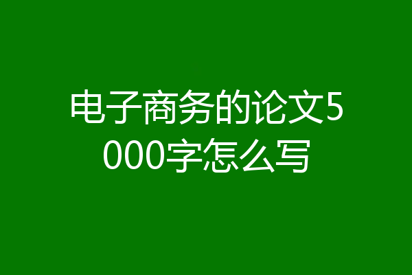 电子商务的论文5000字怎么写