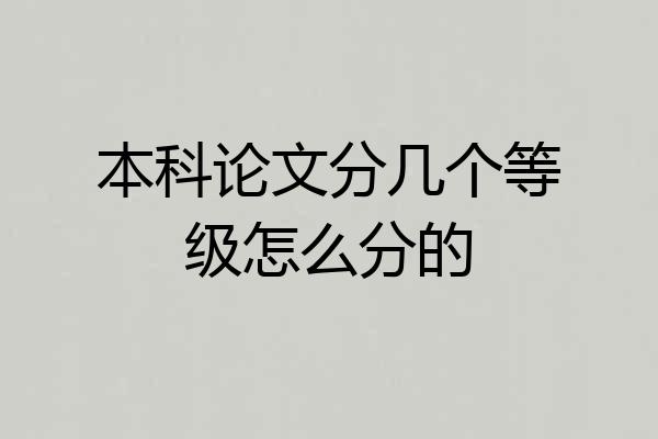 本科论文分几个等级怎么分的