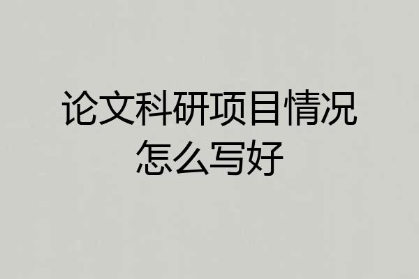 论文科研项目情况怎么写好