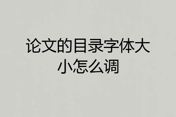 论文的目录字体大小怎么调