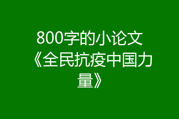 800字的小论文《全民抗疫中国力量》