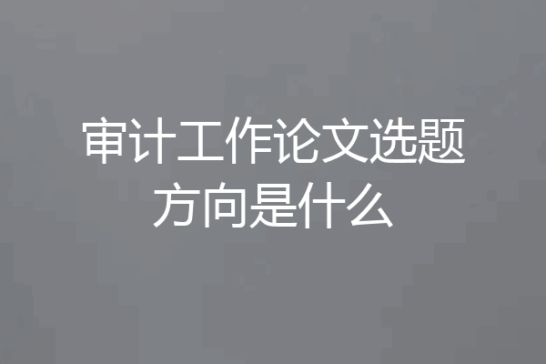 审计工作论文选题方向是什么