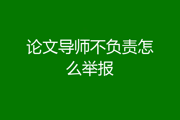 论文导师不负责怎么举报