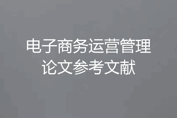 电子商务运营管理论文参考文献