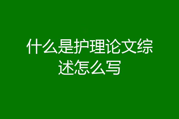 什么是护理论文综述怎么写