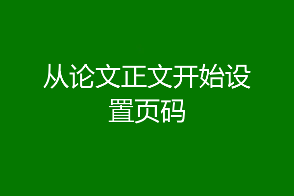 从论文正文开始设置页码