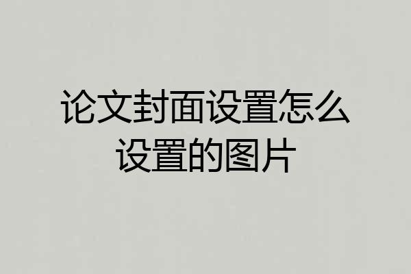 论文封面设置怎么设置的图片