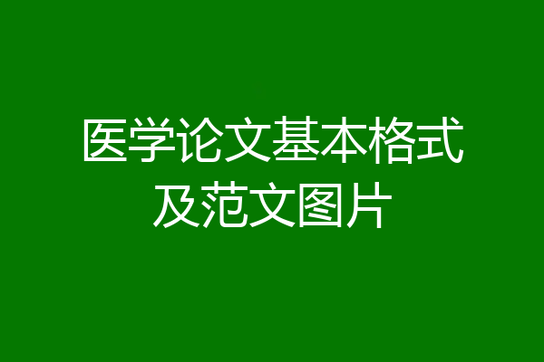 医学论文基本格式及范文图片