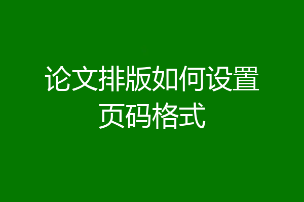 论文排版如何设置页码格式