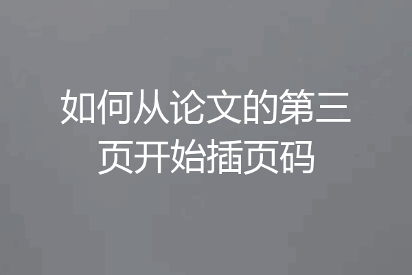 如何从论文的第三页开始插页码
