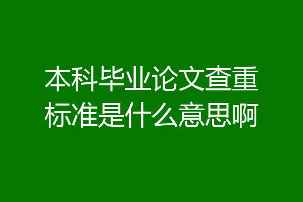 本科毕业论文查重标准是什么意思啊