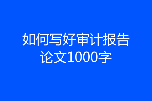 如何写好审计报告论文1000字