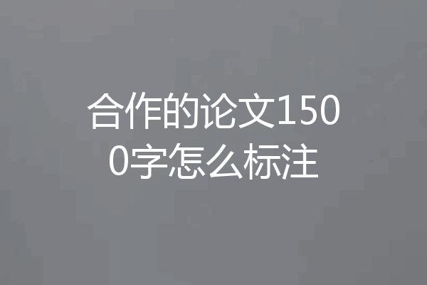 合作的论文1500字怎么标注